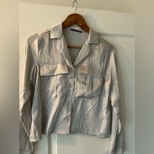 T Tahari Light Gray Utility Jacket